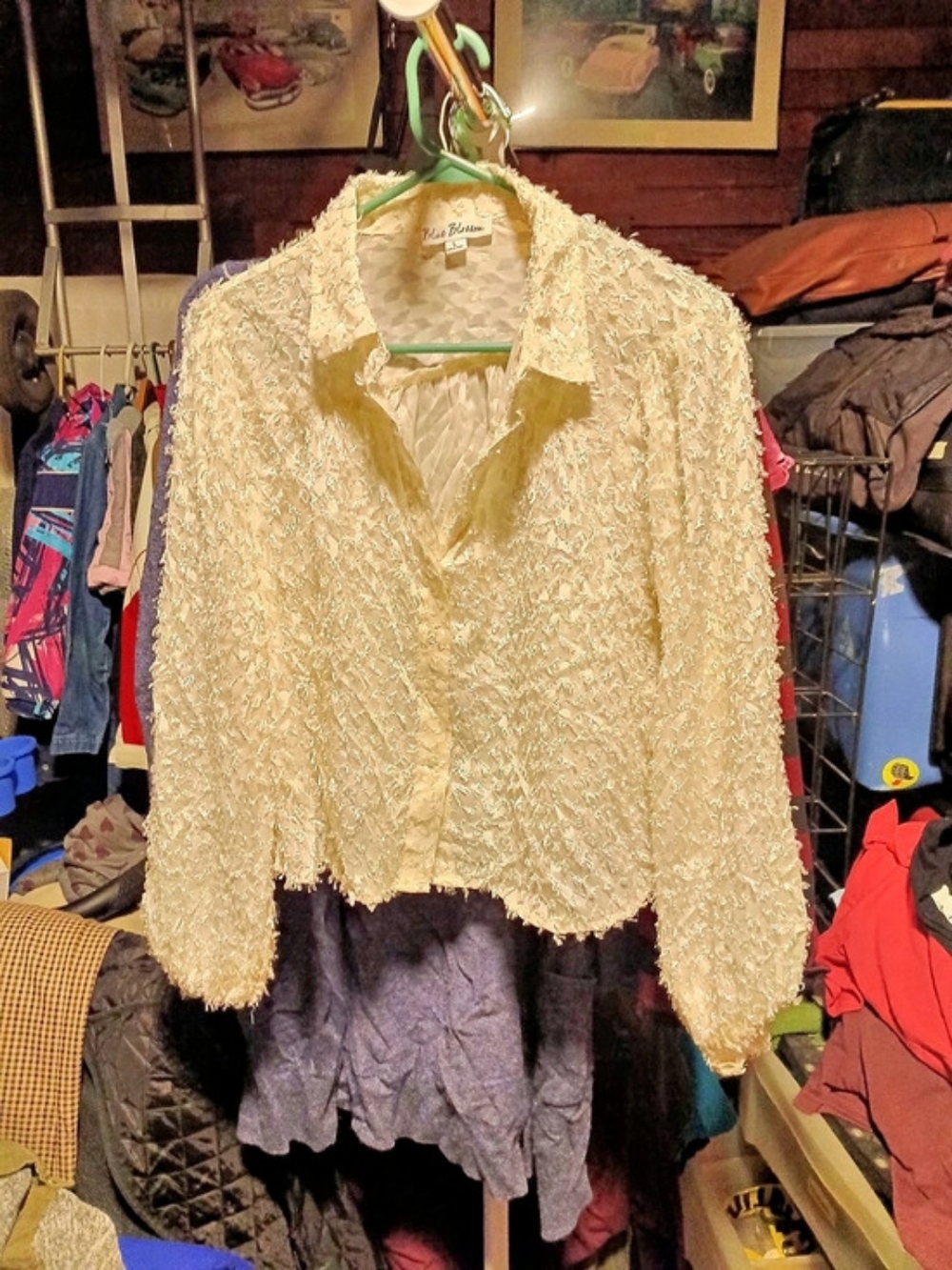 Blue Blossom Textured Cream Jacket